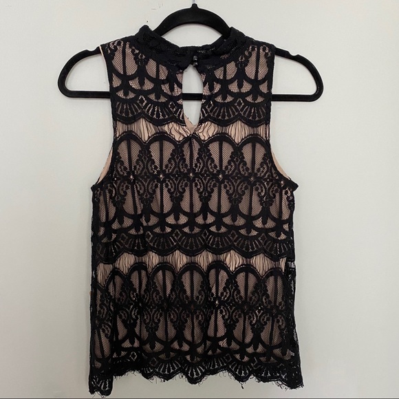 Black Lace Halter Top Size M - Picture 2 of 6